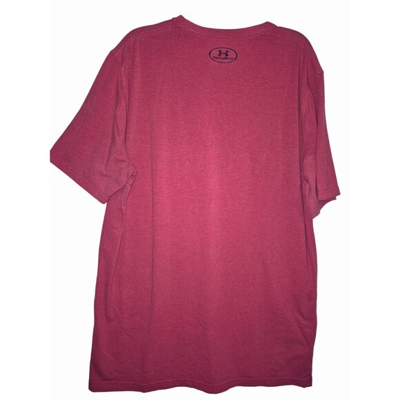 Under Armour Mens Red Heatgear T-Shirt Medium Loose Fit Short Sleeve Lightweight - Picture 4 of 6